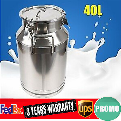 #ad Stainless Steel 40L 10.56 Gallon Milk Can Heavy Duty Farm Milk Jug Milk Bucket