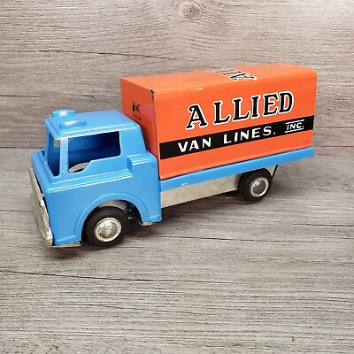 #ad Vintage Tin ALLIED Van Lines Inc Truck Japan Friction Tin Toy 80s