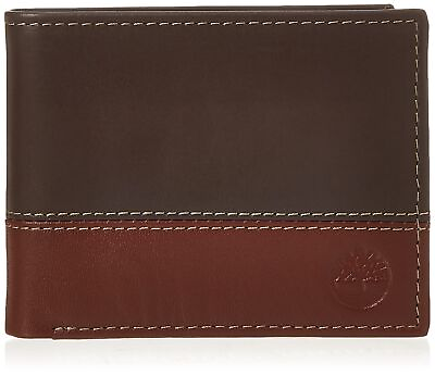 #ad Men#x27;s Leather Passcase Trifold Wallet Hybrid Brown Cognac One Size