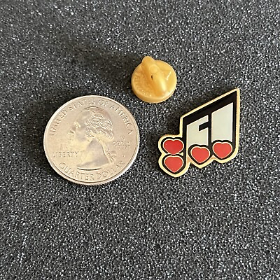 #ad Love Music Hearts and Music Notes Gold Tone Pin Pinback #44552