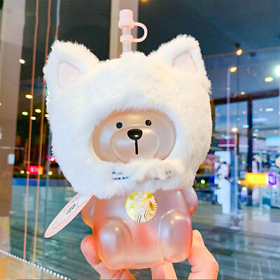 #ad #ad 2023 Starbucks Tumbler Sakura Season Pink Cat Headgear Bear Glass Straw Cup