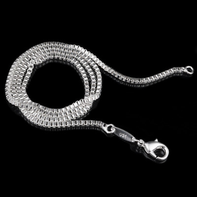 #ad Newly Wholesale Lots 5pcs Silver 1.4 2mm Box Chain Necklace Sterling 16quot; 24quot;