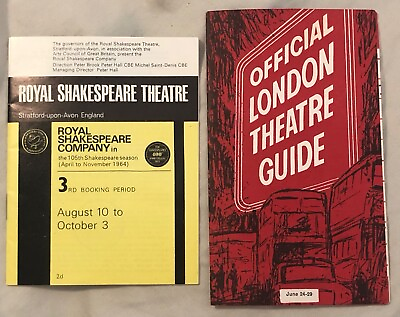 #ad Vintage 1960#x27;s London Theatre Guide amp; Royal Shakespeare Guide England