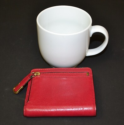 COACH LEATHER SNAP WALLET BILLFOLD—ROSE RED
