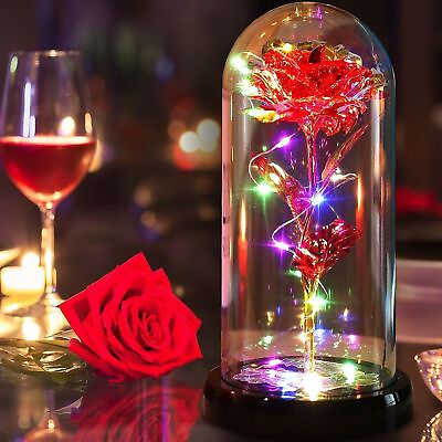 #ad Enchanted Immortal Forever Rose Flower In Dome Glass Night Light Valentine#x27;s Day