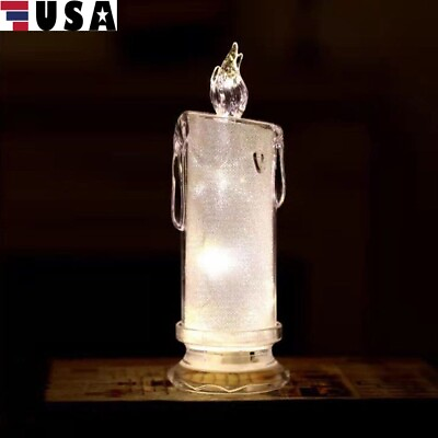 LED Electronic Candle Light Wedding Dinner Party Flameless Crystal Lamp New USA
