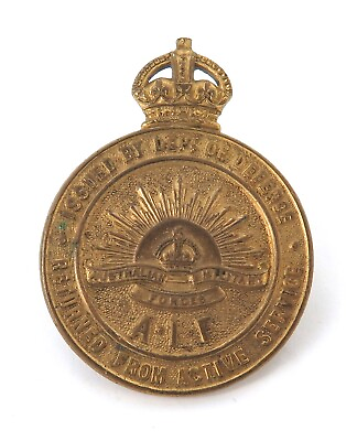 #ad WW1 Returned From Active Service AIF #212191 Badge.