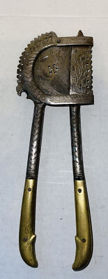 Original Old Antique Hand Crafted Engraved Brass Handles iron Betel Nut Cutter