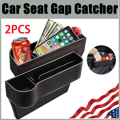#ad 2x Car Van Seat Gap Catcher Filler Storage Box Pocket Organizer Holder Decorate
