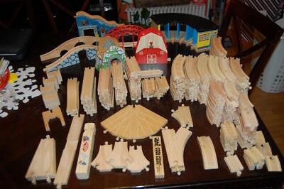 #ad Large Lot of Thomas the Train Wooden Tracks Slopes Bridges Buildings amp; More