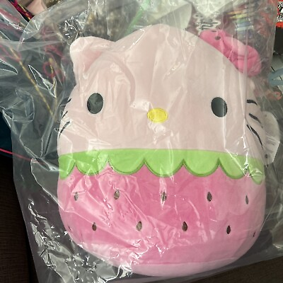 #ad Sanrio x Squishmallows Hello Kitty 12 inch Pink Strawberry Bow Plush NEW RELEASE