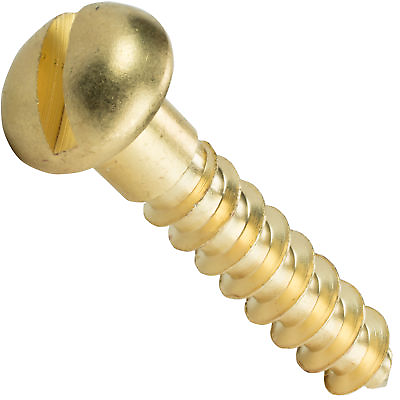 #3 x 3 8quot; Brass Round Head Wood Screws Slotted Drive Qty 100