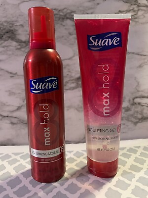 #ad Suave Max Hold 8 9oz Sculpting Gel And 9oz Volumizing Mousse Combo Pack