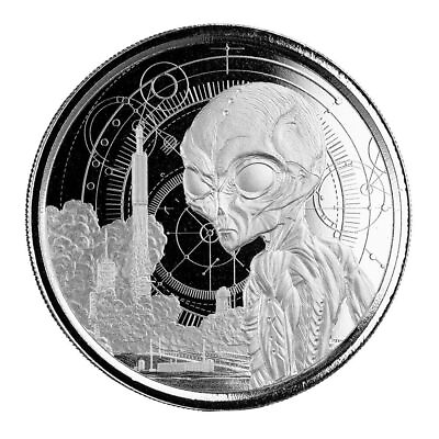 #ad 2021 Ghana Alien Proof like 1 oz .999 silver coin Scottsdale Mint in capsule