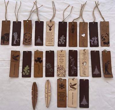 #ad Natural Leather Printed Bookmark Variety