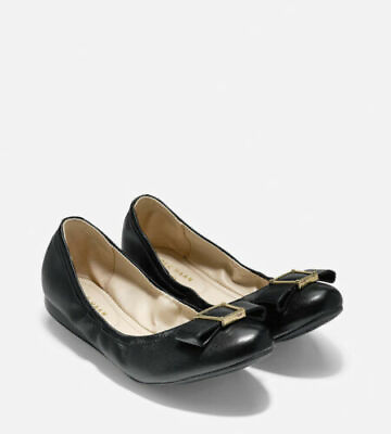 Cole Haan Grand.ØS Emory Bow Ballet Flat Leather Black W09917 Size 5