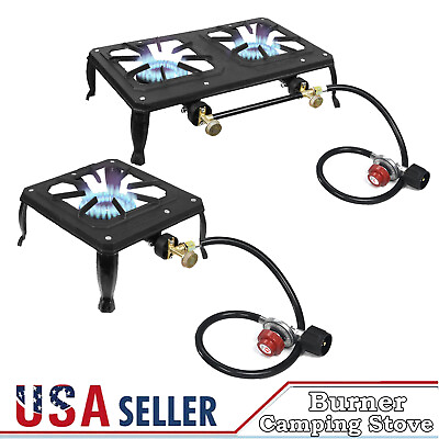 Camping Double Single Burner Cast Iron Propane Gas LPG Stove Heating Cooking