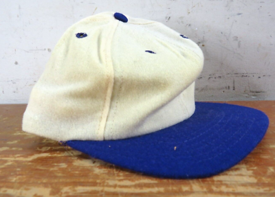 Vintage Stevens trucker hat Baseball Cap White blue Size Large NOS