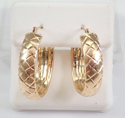 Estate Vintage for Women TRI COLOR Huggie Hoop Earrings 14K Yellow Gold Plated
