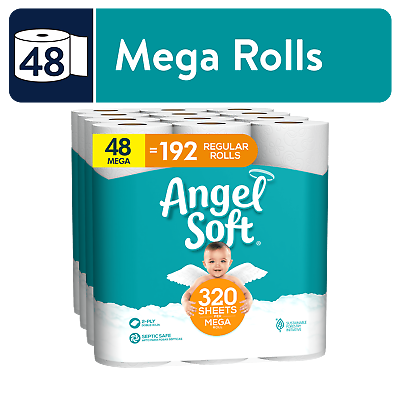 Angel Soft Toilet Paper 48 Mega Rolls 4 Packs of 12 Rolls