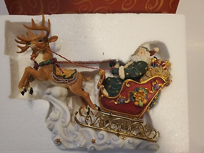 #ad The San Francisco Music Box Company Santa With Reindeer Joan Pilallis Designer