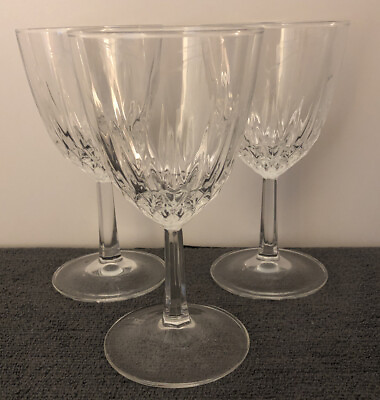 3 x Vtg Stemware Wine Glasses Luminarc Verrerie D#x27;arques France Crystal 5 3 4quot;
