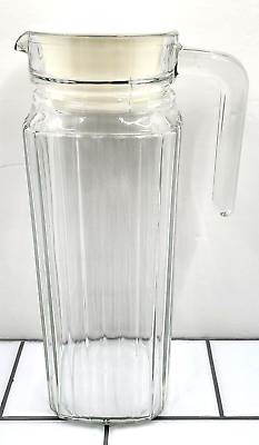 Luminarc Glass Pitcher Arc 10 Short Lid 9.5quot;H x 5quot;W Hold Approx 24 fl ozs Preown