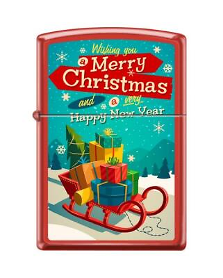 quot;Merry Christmas and Happy New Yearquot; Zippo Lighter Red Matte FREE SHIPPING