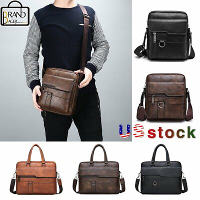 JEEPBULUO Men vintage Leather Briefcase Shoulder Bag Bussiness Handbag Satchel