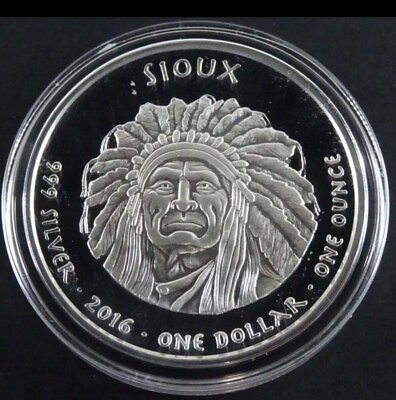 #ad NEW 2016 Sioux Native American 1 oz Silver Dollar Coin Proof .999 Fine W COA