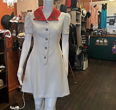 #ad vintage 60s sailor polyester gogo dress mini S
