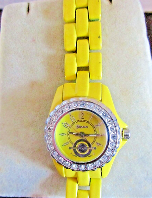 #ad Candy Yellow #7409 Silicone Rhinestone Girl#x27;s Women#x27;s Casual Wrist Watch