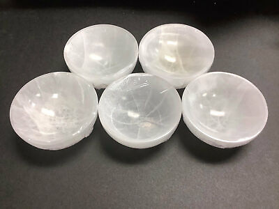 #ad Selenite Bowl 3.5 4 Inch Carved Crystal White Gemstone Charging Dish