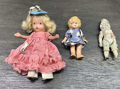 #ad Lot Vintage Jointed Antique Dolls Nancy Ann storybook dolls bisque #11 Japan