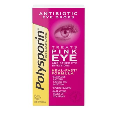 #ad NEW IN BOX POLYSPORIN Antibiotic Pink Eye Eye Drops Treatment Formula 15ml