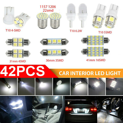 #ad 42pcs Car Interior Accessories LED Lights Bulbs Kit For Dome License Plate Lamp