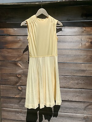 Vintage 1970’s Women’s Pleated Dress Small Yellow Hippy Tennis