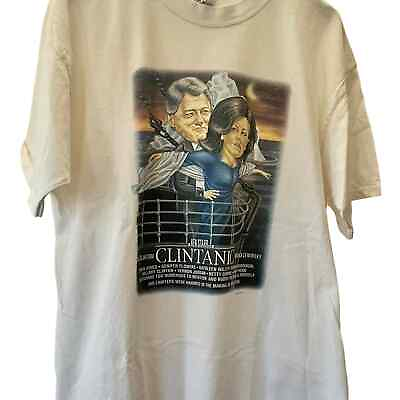 #ad Vintage 90s Bill Clinton and Monica Lewinsky Titanic Parody 1998 Shirt Adult XL