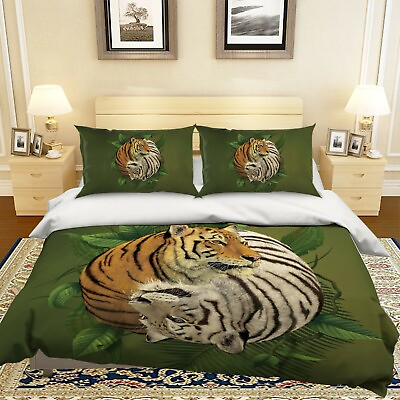 #ad 3D Tiger Yin Yang A81 Bed Pillowcases Quilt Duvet Cover Vincent Zoe