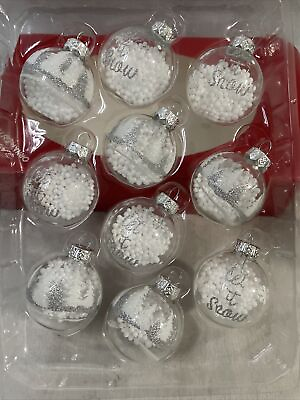#ad Set of 10 Glass Let it Snow Ornaments