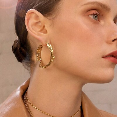 #ad 1 Pair Irregular Round Stud Alloy Earrings Women Geometric Statement Jewelry