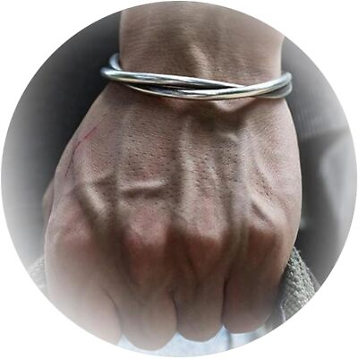 #ad Mens Cuff Bracelet Silver Bracelet for Men Retro Twisted Cuff Bracelets Bangle