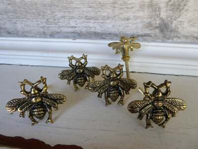 Antique Metal Drawer Pulls Handles Gold Bee Vintage Style Cabinets Knobs