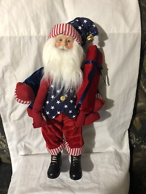 #ad Vintage Patriotic Santa Claus Decorative Figure Approx. 20quot; w Weighted Bottom