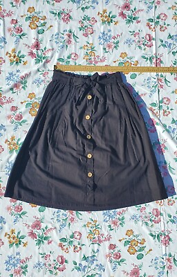 #ad Tie Waist A Line Midi Skirt