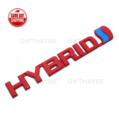 #ad 3D Alloy HYBRID Car Body Logo Badge Fender Trunk Lid Emblem for Toyota Honda Red