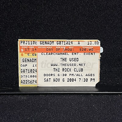 #ad The Used Rock Club Concert Ticket Stub Pre Owned Vintage 2004