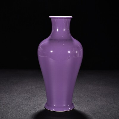 #ad 9.2quot; china old antique qing dynasty yongzheng mark porcelain purple glaze vase