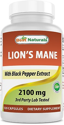 Best Naturals Lions Mane Mushroom Supplement 2100mg 120 Capsules