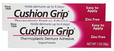 #ad Cushion Grip Soft Pliable Thermoplastic For Refitting Dentures 1 Oz 2 Pack NEW